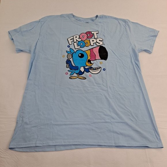 Froot Loops Cereal Toucan Sam Unisex Adult T-shirt Blue 2X - Picture 1 of 4